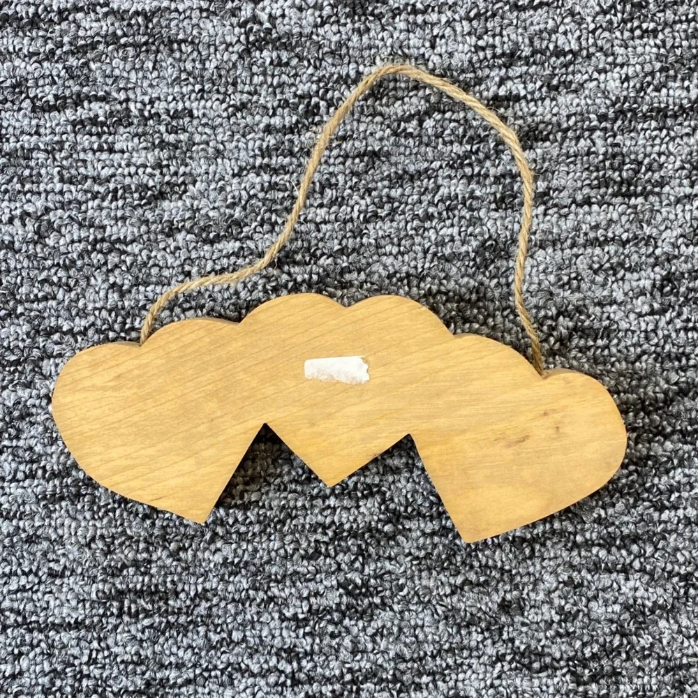 Rustic Wood Triple Heart Snowman Snowflake Hanging Sign Blue Winter Decor